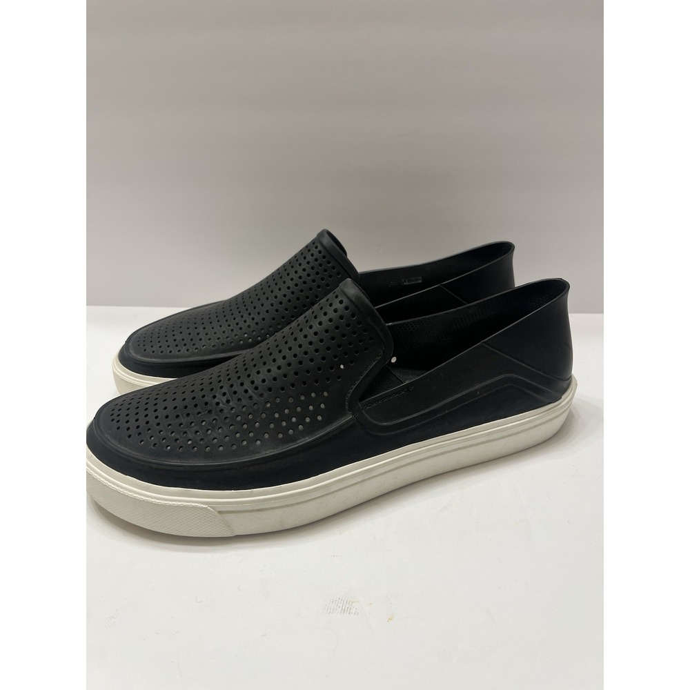 Crocs CitiLane Roka Shoes Mens 11 Black Perforated Slip On Casual Loafer Sneaker